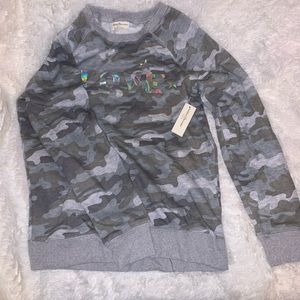 Camouflage love print sweater